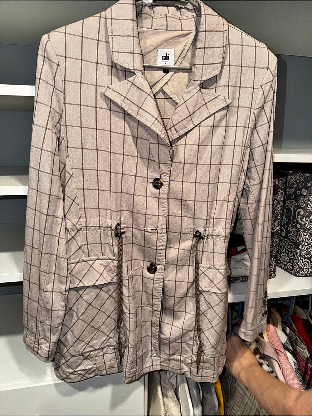 Chico's Plaid Utility Jacket in Pink & White